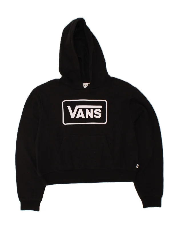 VANS Womens Oversized Crop Graphic Hoodie Jumper UK 14 Medium Black Cotton Hoodie with Back Slit Movement Comfort VANS Womens Oversized Crop Graphic Hoodie Jumper UK 14 Medium Black Cotton Hoodie with Back Slit Movement Comfort