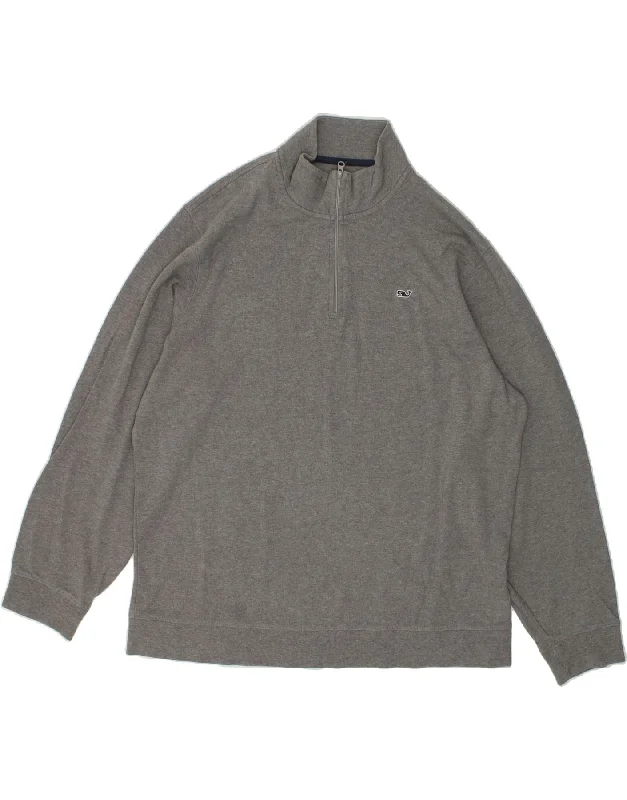 VINEYARD VINES Mens Zip Neck Sweatshirt Jumper XL Grey Cotton Hoodie with Thumb Holes Functional Cozy VINEYARD VINES Mens Zip Neck Sweatshirt Jumper XL Grey Cotton Hoodie with Thumb Holes Functional Cozy