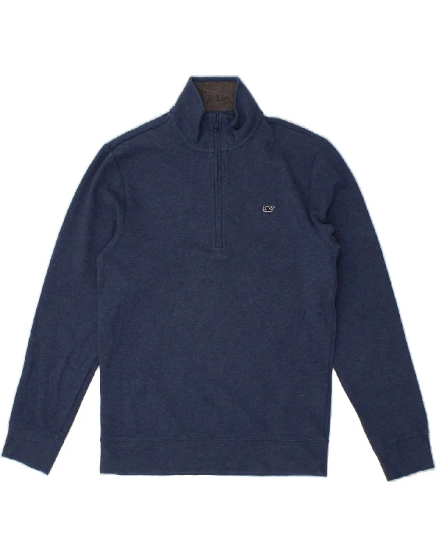 VINEYARD VINES Mens Zip Neck Sweatshirt Jumper XS Navy Blue Cotton