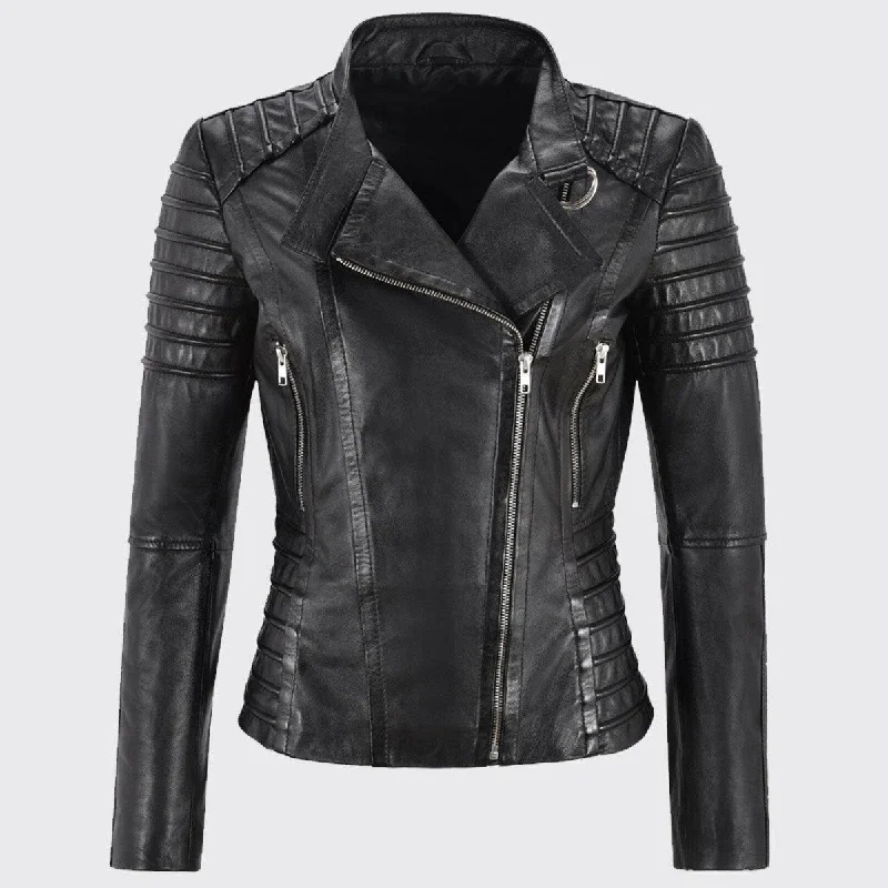 Women's Genuine Lambskin Leather Jacket Motorcycle Real Slim fit Biker Jacket Fleece Fabric Down Fabric Feather Fabric Women's Genuine Lambskin Leather Jacket Motorcycle Real Slim fit Biker Jacket Fleece Fabric Down Fabric Feather Fabric