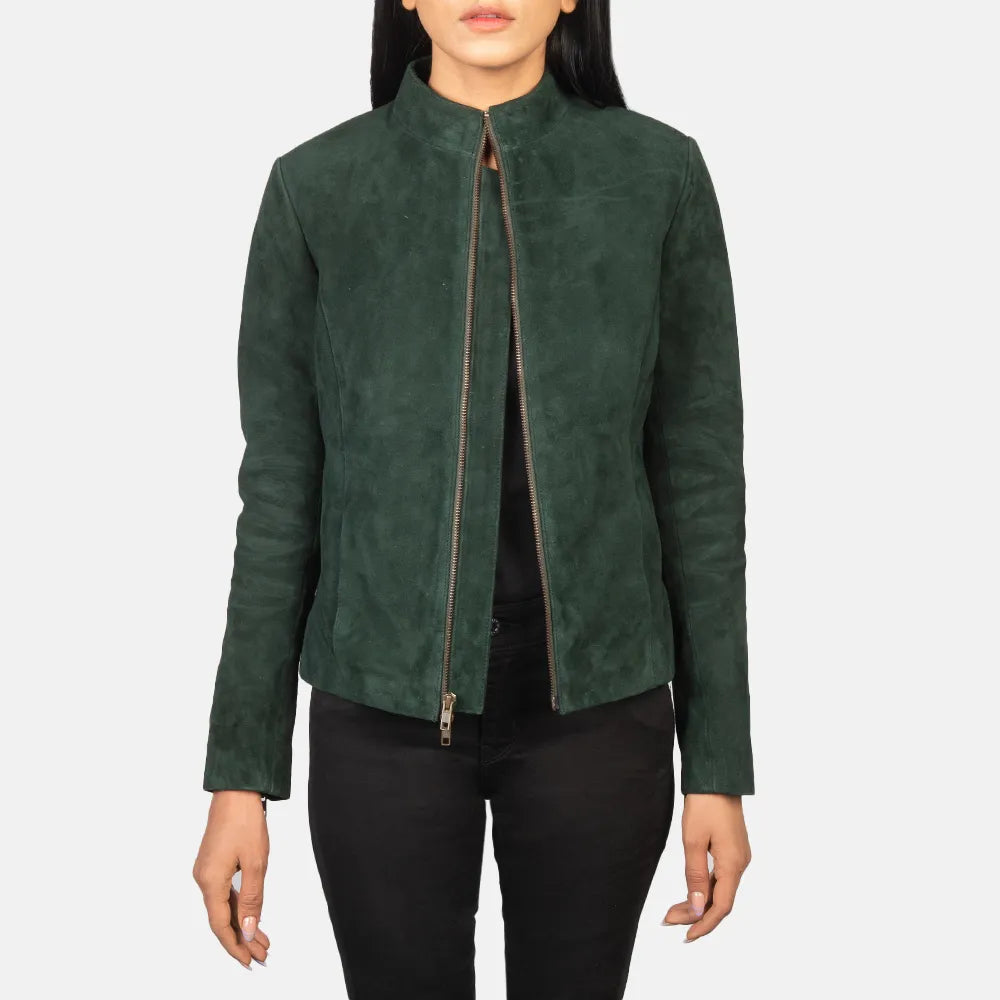 Green Suede Jacket Women's For Bikers Embroidered Jacket Appliqued Jacket Beaded Jacket Green Suede Jacket Women's For Bikers Embroidered Jacket Appliqued Jacket Beaded Jacket