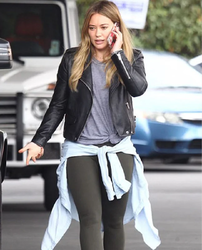 Hilary Duff Younger Black Leather Jacket Chenille Jacket Brocade Jacket Lace Jacket Hilary Duff Younger Black Leather Jacket Chenille Jacket Brocade Jacket Lace Jacket
