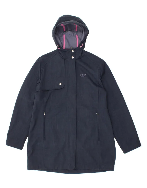 JACK WOLFSKIN Womens Hooded Rain Jacket UK 18/20 XL Navy Blue Polyester Fleece Jacket Down Jacket Feather Jacket JACK WOLFSKIN Womens Hooded Rain Jacket UK 18/20 XL Navy Blue Polyester Fleece Jacket Down Jacket Feather Jacket