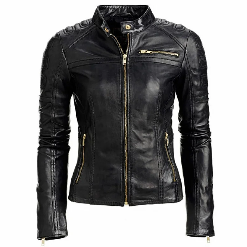 Ladies Black Slim Fit Biker Sheep Leather Moto Leather Classic Leather Jacket One-Shoulder Jacket Off-the-Shoulder Jacket Asymmetrical Jacket Ladies Black Slim Fit Biker Sheep Leather Moto Leather Classic Leather Jacket One-Shoulder Jacket Off-the-Shoulder Jacket Asymmetrical Jacket