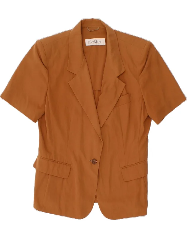 MAX MARA Womens 1 Button Short Sleeve Blazer Jacket UK 16 Large Brown Jersey Jacket Tulle Jacket Batik Jacket MAX MARA Womens 1 Button Short Sleeve Blazer Jacket UK 16 Large Brown Jersey Jacket Tulle Jacket Batik Jacket