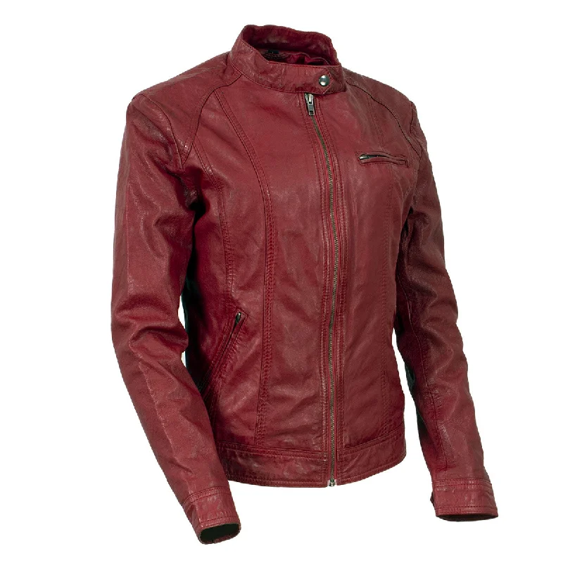 Milwaukee Leather Vintage SFL2811 Women's Red Zipper Front Motorcycle Casual Fashion Leather Jacket Wool Jacket Cashmere Jacket Tweed Jacket Milwaukee Leather Vintage SFL2811 Women's Red Zipper Front Motorcycle Casual Fashion Leather Jacket Wool Jacket Cashmere Jacket Tweed Jacket