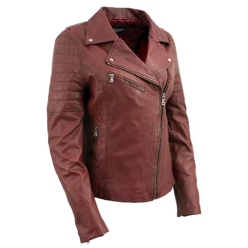 Milwaukee Leather Red Vintage Motorcycle Inspired Vegan Tan Fashion Leather Jacket for Women SFL2812 Nylon Fabric Polyester Fabric Spandex Fabric Milwaukee Leather Red Vintage Motorcycle Inspired Vegan Tan Fashion Leather Jacket for Women SFL2812 Nylon Fabric Polyester Fabric Spandex Fabric