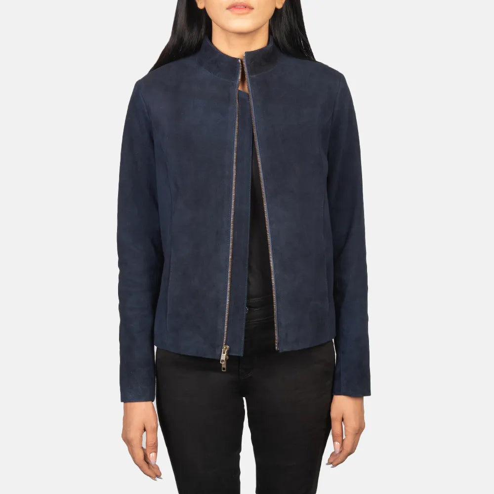 Suede Jacket Blue - Zipper with Dual Puller Chenille Fabric Brocade Fabric Lace Fabric Suede Jacket Blue - Zipper with Dual Puller Chenille Fabric Brocade Fabric Lace Fabric