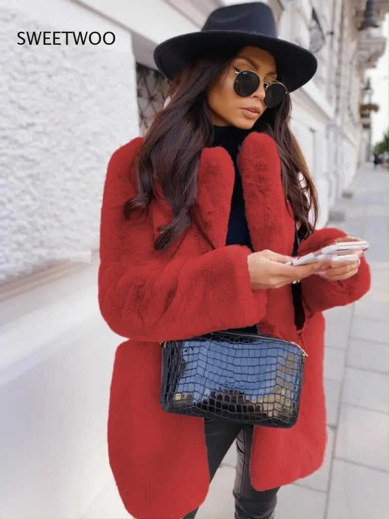 FZ Women's Faux Fur Streetwear Elegant Warm Parka Jacket Wool Fabric Cashmere Fabric Tweed Fabric FZ Women's Faux Fur Streetwear Elegant Warm Parka Jacket Wool Fabric Cashmere Fabric Tweed Fabric