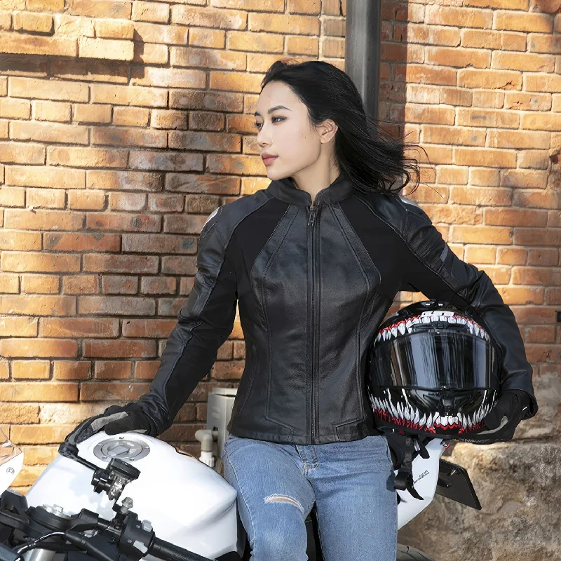 Women’s Black Biker Genuine Cowhide Stand Collar Cycling Protective Black Stripped Slim Fit Moto Racing Four Seasons Leather Jacket Mesh Jacket Canvas Jacket Denim Jacket Women’s Black Biker Genuine Cowhide Stand Collar Cycling Protective Black Stripped Slim Fit Moto Racing Four Seasons Leather Jacket Mesh Jacket Canvas Jacket Denim Jacket