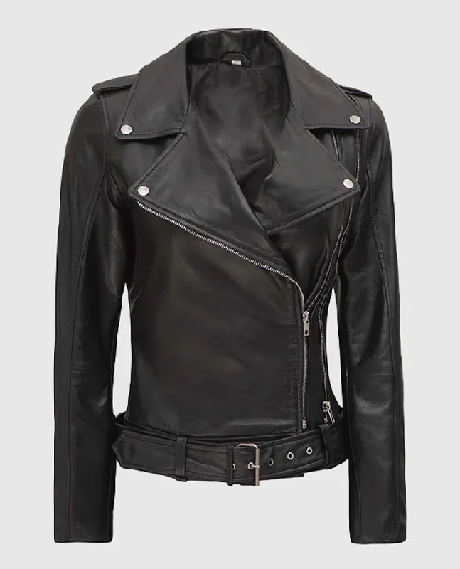 Women's Black Asymmetrical Leather Biker Jacket Faux Fur Fabric Real Fur Fabric Shearling Fabric Women's Black Asymmetrical Leather Biker Jacket Faux Fur Fabric Real Fur Fabric Shearling Fabric
