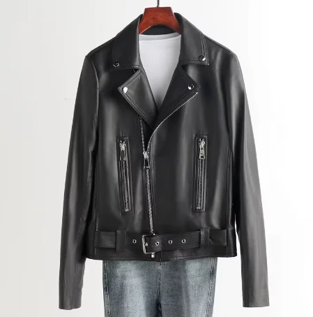"Women's Genuine Sheepskin Leather Motorcycle Jacket with Suit Collar Herringbone Jacket Checkered Jacket Solid Jacket "Women's Genuine Sheepskin Leather Motorcycle Jacket with Suit Collar Herringbone Jacket Checkered Jacket Solid Jacket