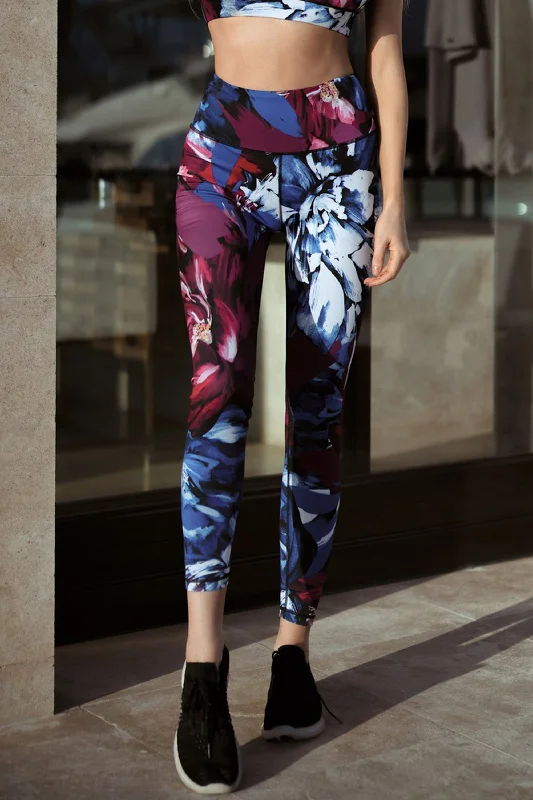 Deep Floral Strokes Active Leggings