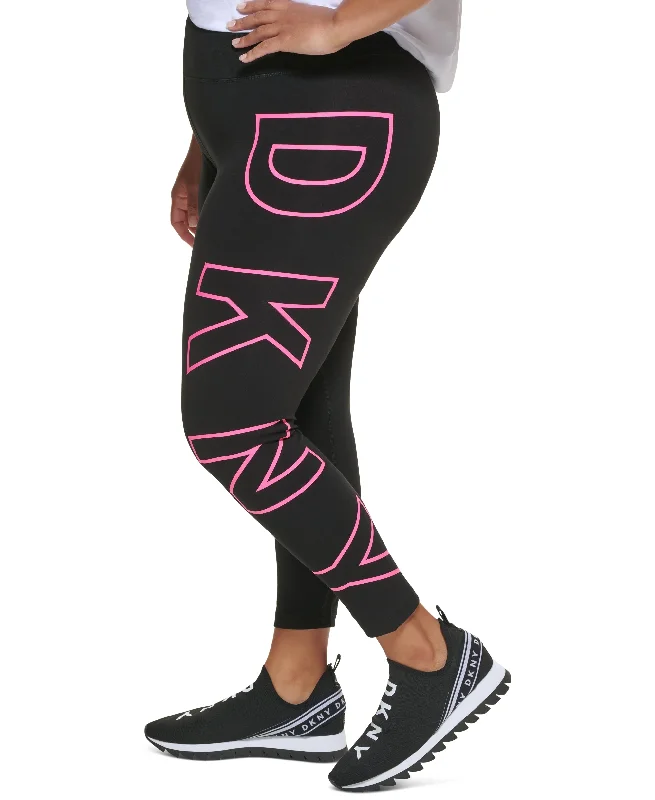 DKNY Sport Plus Size High Waisted 7/8 Exploded Logo Leggings