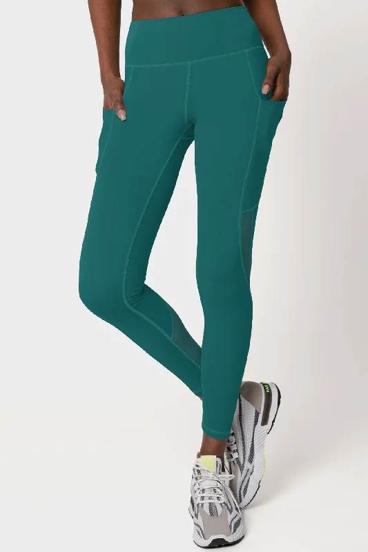 BF SALE! Emerald Green Cassi Workout Yoga Leggings with Mesh & Pockets - Women