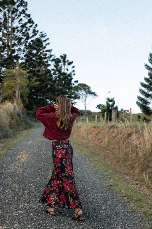 Evie Maxi Skirt - Black Floral