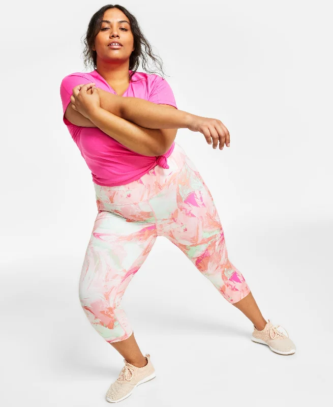 Plus Size Printed Cropped Leggings