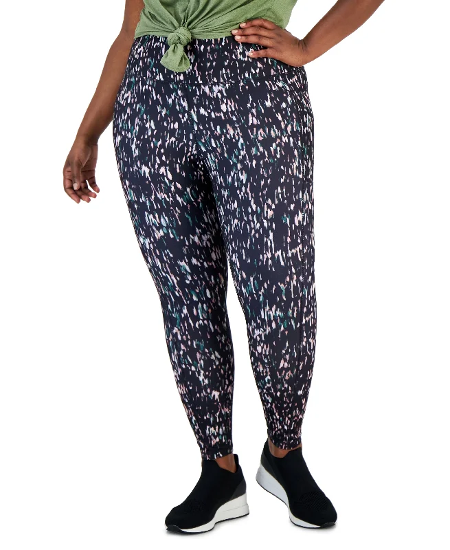 Plus Size Soft Sprint Printed 7/8-Leggings