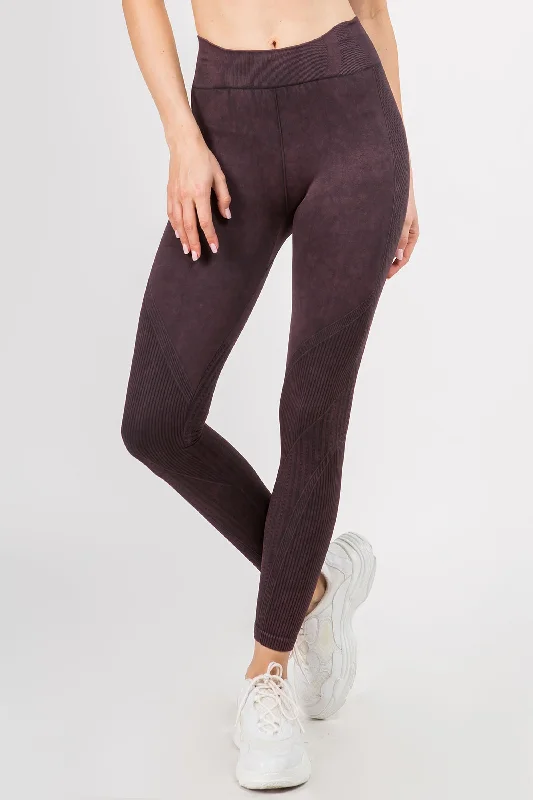 Stone Washed Moto Style Seamless Leggings