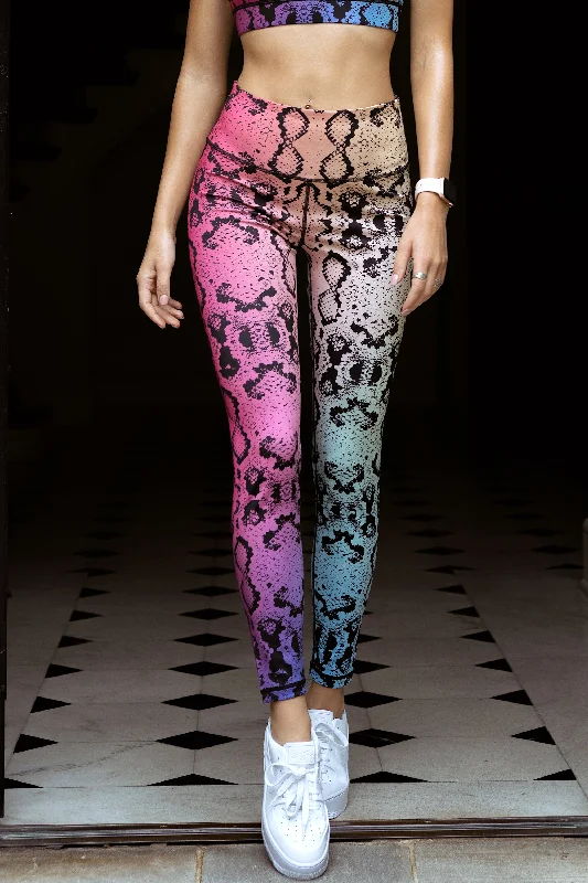 Vivid Snakeskin Multicolored Active Leggings