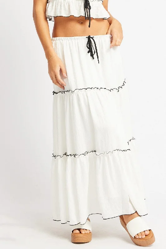 White Tiered Maxi Skirt