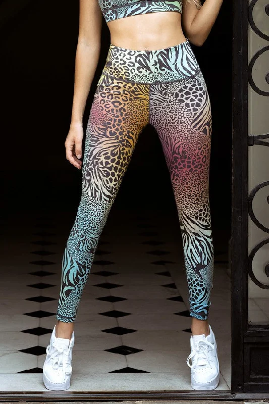 Wild Animal Print Tie-Dye Leggings