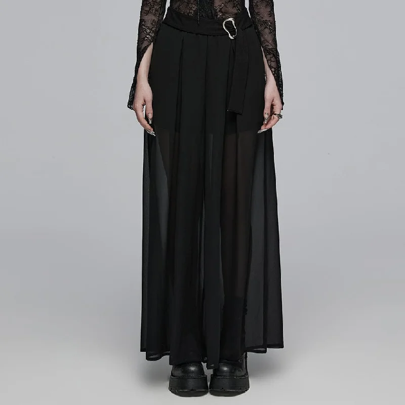 Women's Gothic Buckle Double-layered Draped Skirt