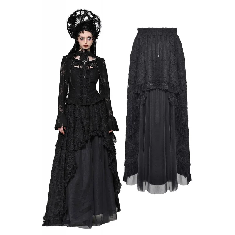 Women's Gothic Lace Mesh Long Skirt