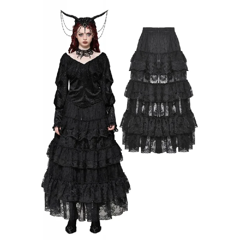 Women's Gothic Layered Lace Long Skirt