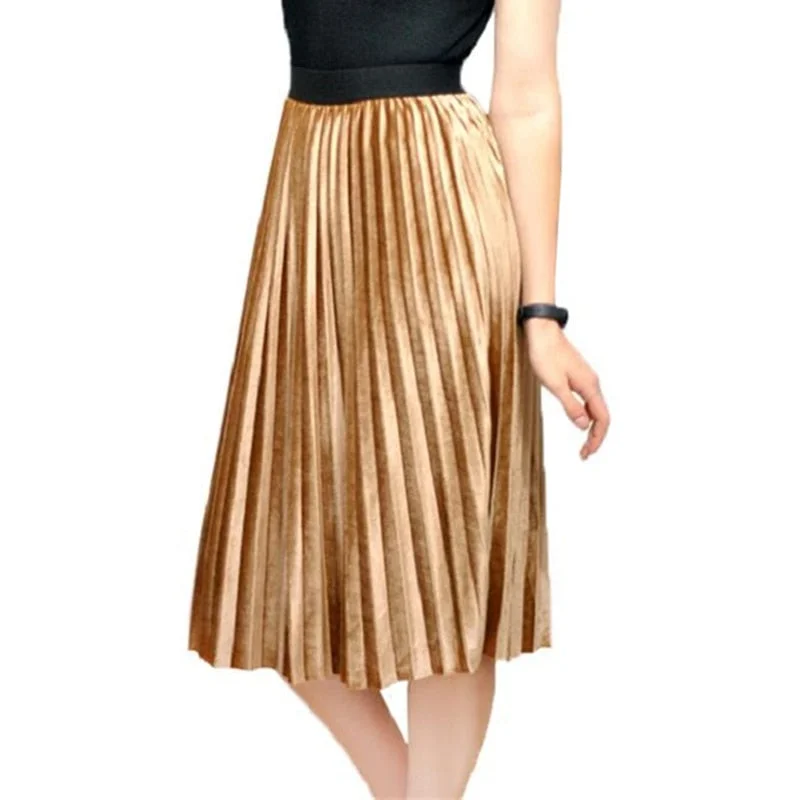 Autumn Winter Long Skirt Women Streetwear High Waisted Skinny Velvet Skirt Female Ladies Pleated Skirts Elegant Maxi Women Skirt ruffled skirt detail