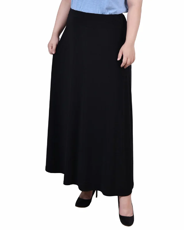 Plus Size Maxi A-Line Skirt With Front Faux Belt With Ring Detail slim fit skirt