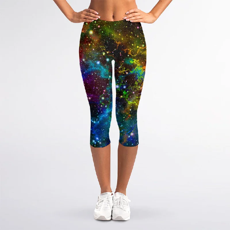Abstract Colorful Galaxy Space Print Women's Capri Leggings Elegant Casual Fit Leggings Abstract Colorful Galaxy Space Print Women's Capri Leggings Elegant Casual Fit Leggings