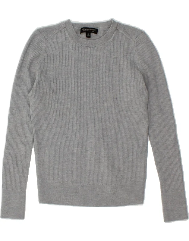 BANANA REPUBLIC Womens Crew Neck Jumper Sweater UK 6 XS Grey Terry Blend Velvet Blend Canvas Blend BANANA REPUBLIC Womens Crew Neck Jumper Sweater UK 6 XS Grey Terry Blend Velvet Blend Canvas Blend