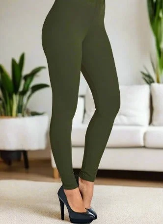 Womens Solid Green Leggings, Soft Yoga Pants, Sizes 0-18, No Roll Waist, Olive Green Comfortable Wide-Band Leggings Womens Solid Green Leggings, Soft Yoga Pants, Sizes 0-18, No Roll Waist, Olive Green Comfortable Wide-Band Leggings