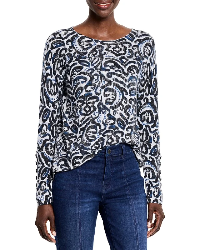 Nic & Zoe Tossed Paisley Supersoft Sweater Turtle Neck Boat Neck Asymmetrical Neck
