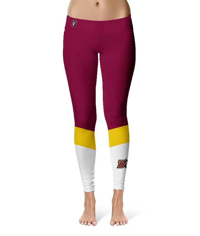 Bloomsburg University Huskies Game Day Ankle Color Block Maroon White Yoga Leggings for Women by Vive La Fete Fashionable Solid Color Tights Bloomsburg University Huskies Game Day Ankle Color Block Maroon White Yoga Leggings for Women by Vive La Fete Fashionable Solid Color Tights