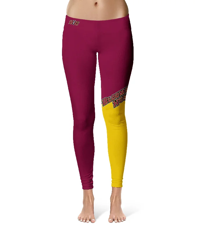 Bloomsburg University Huskies Game Day Leg Color Block Maroon Gold Yoga Leggings for Women by Vive La Fete Comfortable Tummy Shaping Leggings Bloomsburg University Huskies Game Day Leg Color Block Maroon Gold Yoga Leggings for Women by Vive La Fete Comfortable Tummy Shaping Leggings