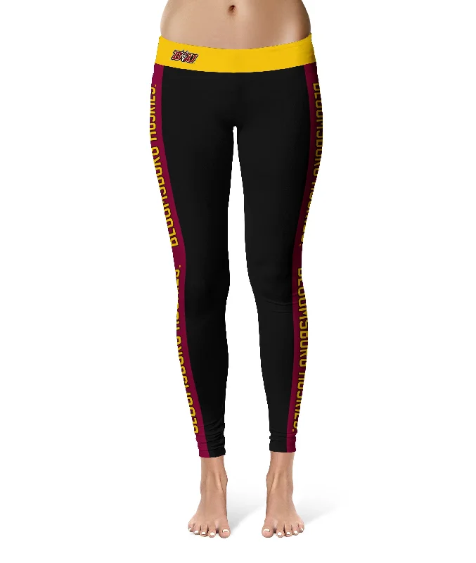 Bloomsburg University Huskies Game Day Maroon Stripes Black Yoga Leggings for Women by Vive La Fete Cozy Bootcut Leggings Bloomsburg University Huskies Game Day Maroon Stripes Black Yoga Leggings for Women by Vive La Fete Cozy Bootcut Leggings