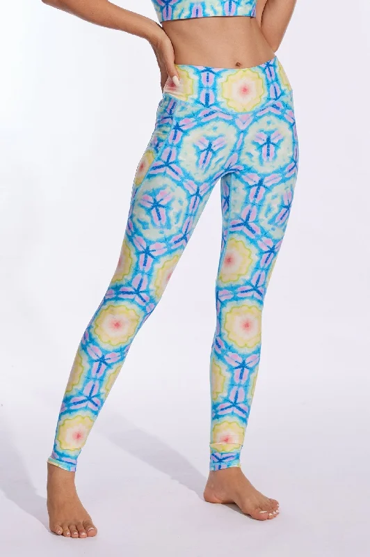 Bright Seaside Geometry High-waisted Leggings with Pockets Trendy Polka Dot Leggings