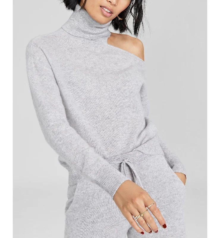 Charter Club Womens Cashmere Cold Shoulder Turtleneck Sweater Transparent Opaque Sheer Charter Club Womens Cashmere Cold Shoulder Turtleneck Sweater Transparent Opaque Sheer