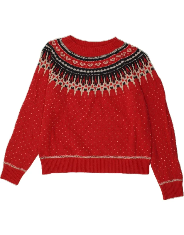 FAT FACE Womens Boat Neck Jumper Sweater UK 16 Large Red Fair Isle Cotton Cashmere Blend Cotton Blend Poly Blend FAT FACE Womens Boat Neck Jumper Sweater UK 16 Large Red Fair Isle Cotton Cashmere Blend Cotton Blend Poly Blend