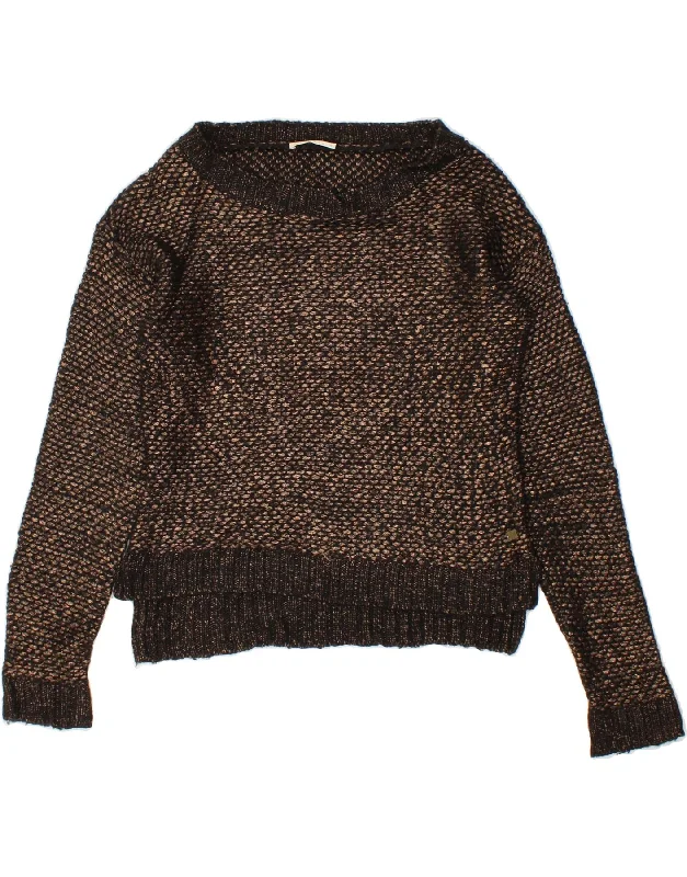 GAS Womens Boat Neck Jumper Sweater UK 12 Medium Gold Colourblock Open Front Closed Front Wrap Front GAS Womens Boat Neck Jumper Sweater UK 12 Medium Gold Colourblock Open Front Closed Front Wrap Front
