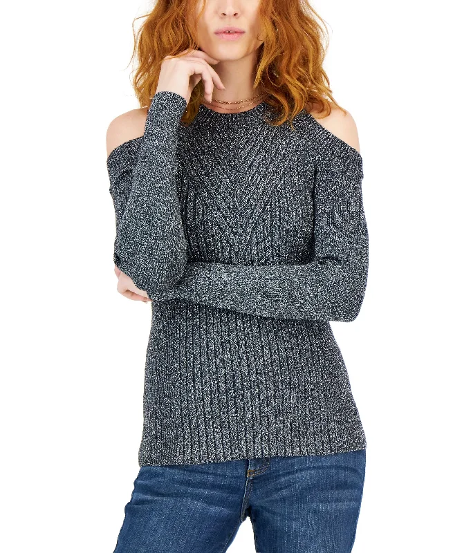 International Concepts Womens Cold Shoulder Ribbed Knit Metallic Sweater Elegant Classic Vintage International Concepts Womens Cold Shoulder Ribbed Knit Metallic Sweater Elegant Classic Vintage