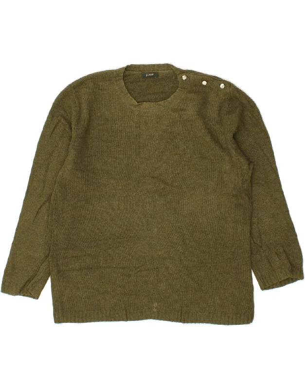J. CREW Womens 3/4 Sleeve Crew Neck Jumper Sweater UK 8 Small Khaki Cotton Fabric Linen Fabric Terry Fabric J. CREW Womens 3/4 Sleeve Crew Neck Jumper Sweater UK 8 Small Khaki Cotton Fabric Linen Fabric Terry Fabric