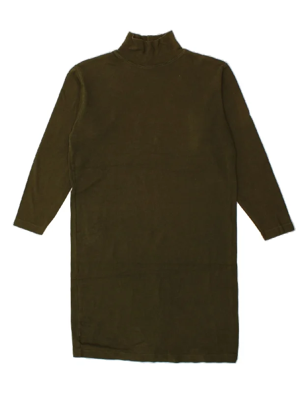J. CREW Womens Longline Turtle Neck Jumper Sweater UK 14 Medium Khaki Welt Pockets Slit Pockets Flap Pockets J. CREW Womens Longline Turtle Neck Jumper Sweater UK 14 Medium Khaki Welt Pockets Slit Pockets Flap Pockets