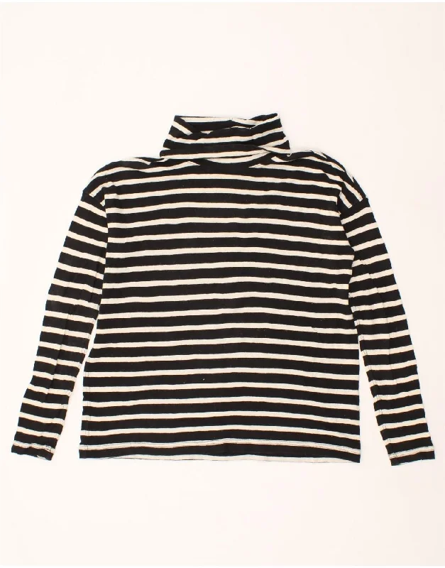 J. CREW Womens Roll Neck Jumper Sweater UK 10 Small Black Striped Elasticated Padded Insulated J. CREW Womens Roll Neck Jumper Sweater UK 10 Small Black Striped Elasticated Padded Insulated