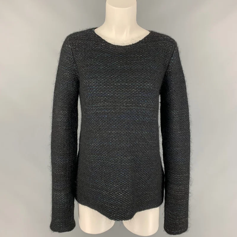 JIL SANDER Size 10 Black & Blue Cashmere Blend Textured Sweater