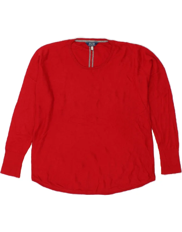 JOULES Womens Boat Neck Jumper Sweater UK 16 Large Red Cotton Layered Multi-layer Single Layer