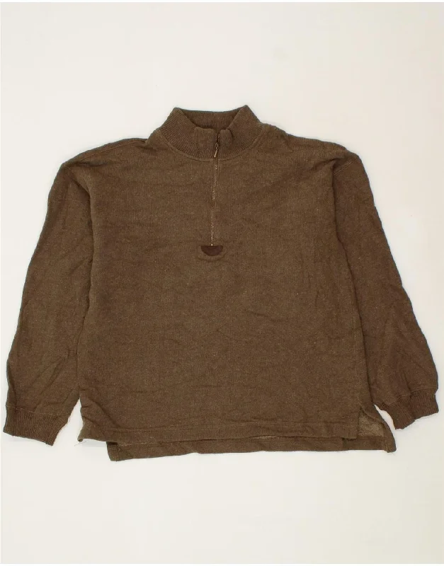 L.L.BEAN Womens Zip Neck Jumper Sweater UK 14 Medium Khaki Cotton Spandex Rayon Corduroy L.L.BEAN Womens Zip Neck Jumper Sweater UK 14 Medium Khaki Cotton Spandex Rayon Corduroy