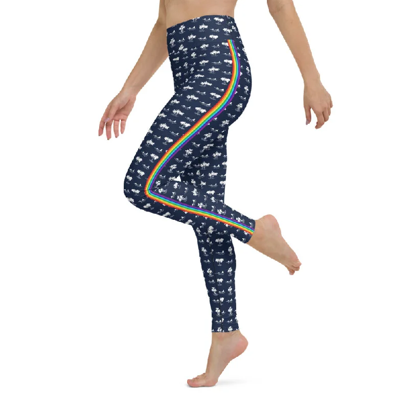 Navy Palm Tree Chakra Stripe High Waist Yoga Leggings Cozy Workout Performance Leggings Navy Palm Tree Chakra Stripe High Waist Yoga Leggings Cozy Workout Performance Leggings